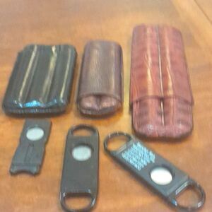 6 Vintage Cigar Cases and Accessories..EUC